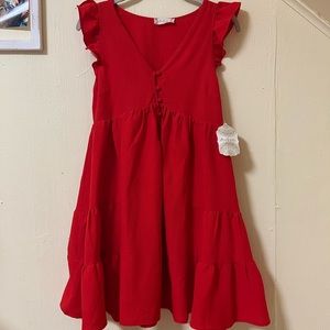 GIOVANNA RUFFLE SLEEVE BABYDOLL DRESS - ALTR’D STATE, RED, MEDIUM, NWT